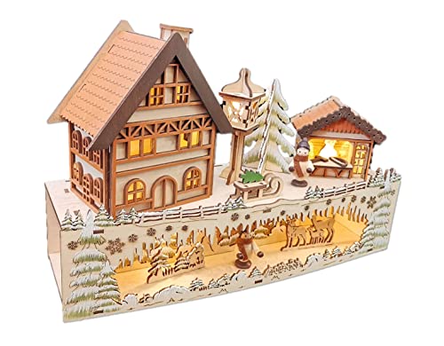 Spetebo LED Holz Weihnachtsdorf Szene auf 2 Etagen - 30 cm - Winterdorf und Wald mit 5 LED - Weihnachtsdeko Tischdeko beleuchtet Spetebo LED Holz Weihnachtsdorf Szene auf 2 Etagen - 30 cm - Winterdorf und Wald mit 5 LED - Weihnachtsdeko Tischdeko beleuchtet von Spetebo