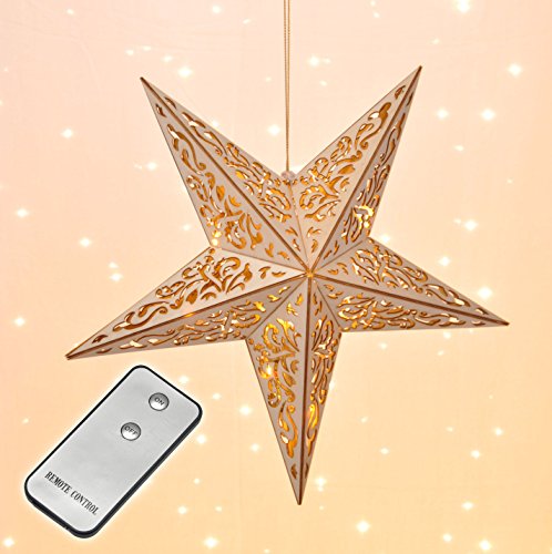 Spetebo LED Holz Weihnachtsstern - Fensterdeko mit Fernbedienung - Deko Stern Hängelampe Spetebo LED Holz Weihnachtsstern - Fensterdeko mit Fernbedienung - Deko Stern Hängelampe von Spetebo