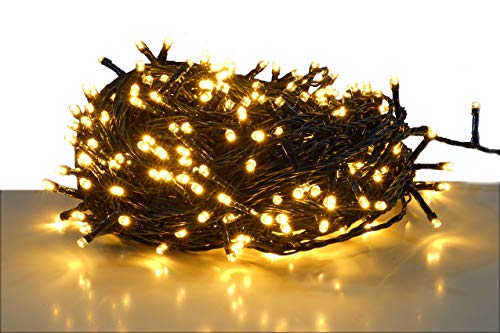 LED Lichterkette mit 400 LED - warm weiß/Kabel: grün - für den Innen- und Außenbereich - Weihnachtsbaum Lichterkette von Spetebo