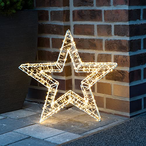 LED Metall Stern weiß 52 cm - 800 LED - Weihnachts Beleuchtung für Außen - Garten Deko Leuchtstern Weihnachtsstern Outdoor beleuchtet von Spetebo