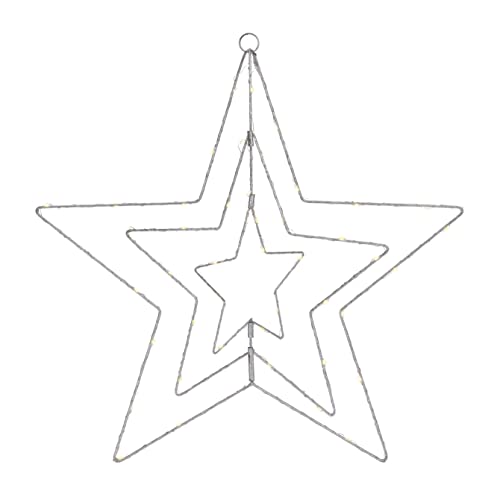Spetebo LED Metall Weihnachtsstern silber mit Timer - 60 cm - Deko Stern zum Hängen mit 50 LED in warm weiß - Weihnachten Tür Fenster Deko Stern für Innen Spetebo LED Metall Weihnachtsstern silber mit Timer - 60 cm - Deko Stern zum Hängen mit 50 LED in warm weiß - Weihnachten Tür Fenster Deko Stern für Innen von Spetebo