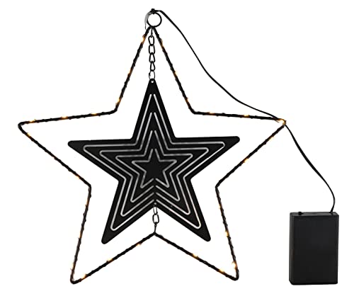 LED Metallstern schwarz zum Hängen mit Timer - 30 cm - Deko Stern mit 30 LED in warm weiß - Fenster Tür Weihnachten Advent Winter Dekoration für Innen LED Metallstern schwarz zum Hängen mit Timer - 30 cm - Deko Stern mit 30 LED in warm weiß - Fenster Tür Weihnachten Advent Winter Dekoration für Innen von Spetebo