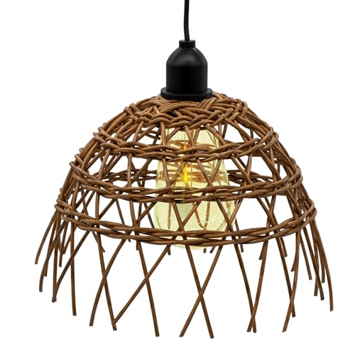 LED Pendelleuchte in Weide Optik warm weiß mit Timer - 23 cm - Outdoor Hängeleuchte im Rattan Design - Garten Deko Beleuchtung Dekoleuchte Außenleuchte wetterfest für Außen und Innen von Spetebo