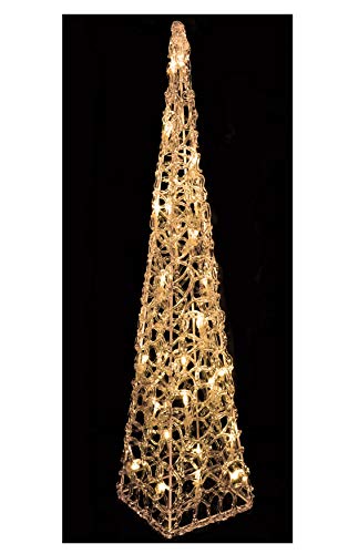 LED Pyramide 60 cm - 30 LED warmweiß - Leuchtkegel aus Acryl - Weihnachtsdeko beleuchtet Licht Kegel von Spetebo