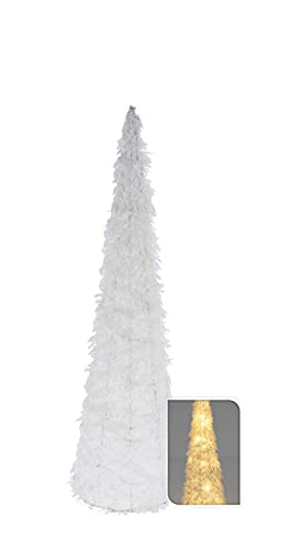 Spetebo LED Pyramide in weiß - 60 cm - mit Kunstschnee - Kegel mit Timer Weihnachten Advent Winter Dekoration von Spetebo
