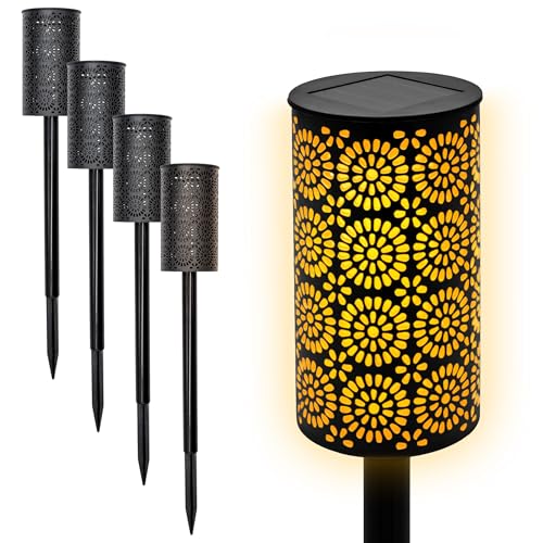 LED Solar Gartenfackel mit Blumen Muster 49 x 7 cm - 4er Set - Wegeleuchte mit realistischem Flammeneffekt - Solarleuchte Gartenlicht Außenleuchte Deko Beleuchtung solarbetrieben für Außen Terrasse LED Solar Gartenfackel mit Blumen Muster 49 x 7 cm - 4er Set - Wegeleuchte mit realistischem Flammeneffekt - Solarleuchte Gartenlicht Außenleuchte Deko Beleuchtung solarbetrieben für Außen Terrasse von Spetebo