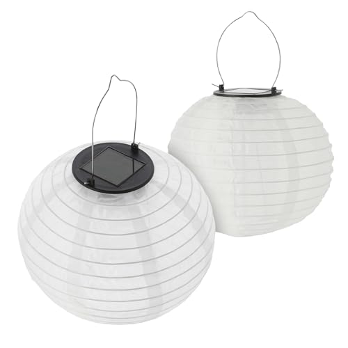 LED Solar Lampion aus Nylon - 2 Stück 30 cm - Garten Deko Beleuchtung warm weiß - Solarleuchte Laterne Leuchtkugel Dekoleuchte Partylicht für Außen wetterfest von Spetebo