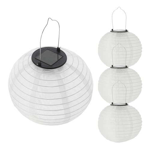 LED Solar Lampion aus Nylon - 4 Stück 20 cm - Garten Deko Beleuchtung warm weiß - Solarleuchte Laterne Leuchtkugel Dekoleuchte Partylicht für Außen wetterfest von Spetebo