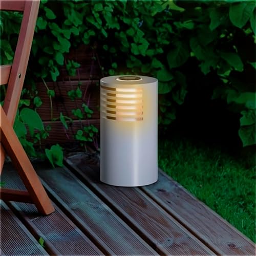 LED Solar Metall Wegeleuchte grau - 35 x Ø 20 cm - Garten Deko Beleuchtung warm weiß - Solarlampe Gartenleuchte Pfadlicht Solarleuchte Lampe für Außen wasserfest von Spetebo