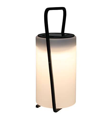 LED Solar Tischlampe warm weiß - 23 x 11 cm - Gartenlaterne mit Metall Gestall und Tragegriff - Nacht Tisch Lampe Garten Leuchte Laterne von Spetebo