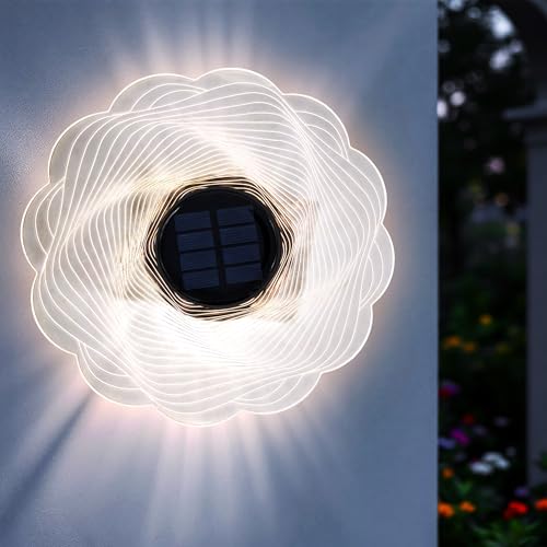 LED Solar Wandlampe Blume transparent - 18 cm - Deko Gartenstecker warm weiß - Garten Wand Beleuchtung Solarlampe Stimmungslicht Gartenlicht Zaunleuchte Beetstecker Wandbild Gartendeko für Außen von Spetebo