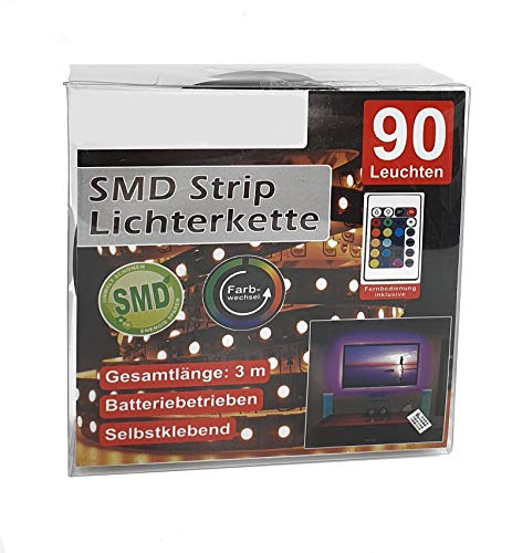 LED Stripe 3m mit 90 LED - mit Fernbedienung und Funktionen/Farbe einstellbar - Batterie betrieben - Individuell kürzbar nach jeder LED von Spetebo