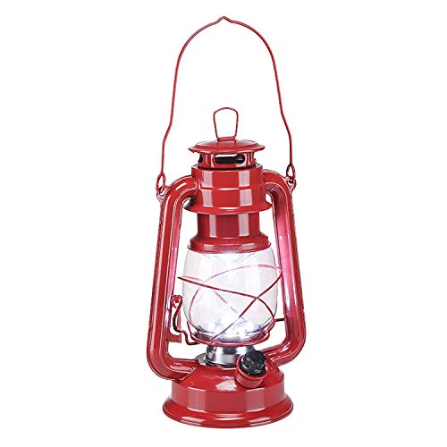 LED Sturmlaterne rot aus Metall mit 15 LEDs - Batterie betrieben - Camping Laterne Garten Lampe Leuchte dimmbar von Spetebo
