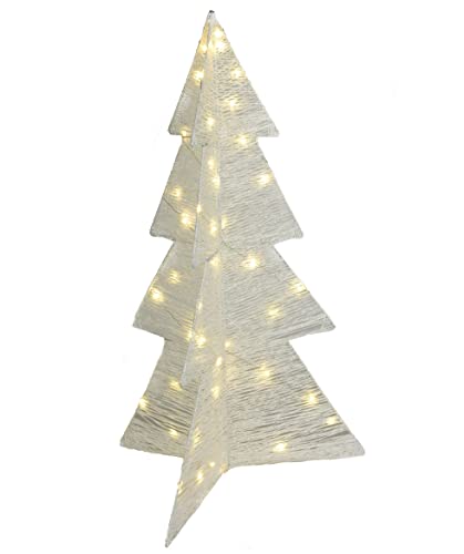 LED Tannenbaum 75 cm warm weiß mit Timer - weiß - Klappbarer Deko Aufsteller mit 30 LED beleuchtet - Weihnachts Tannen Baum Ständer Advent Winter Dekoration Batterie betrieben von Spetebo