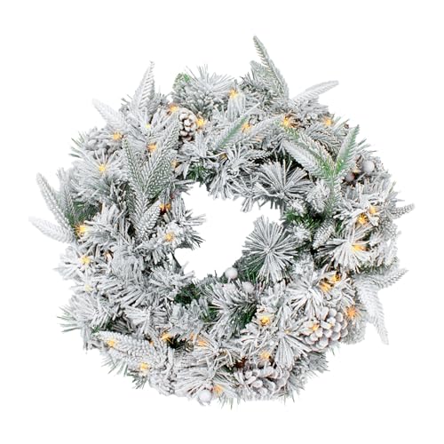 LED Tannenkranz mit Schnee und Beeren warm weiß beleuchtet - 61 cm mit 35 LED - Weihnachtskranz Batterie betrieben mit Timer - Tischkranz Türkranz Deko Kranz für Weihnachten Advent Winter LED Tannenkranz mit Schnee und Beeren warm weiß beleuchtet - 61 cm mit 35 LED - Weihnachtskranz Batterie betrieben mit Timer - Tischkranz Türkranz Deko Kranz für Weihnachten Advent Winter von Spetebo