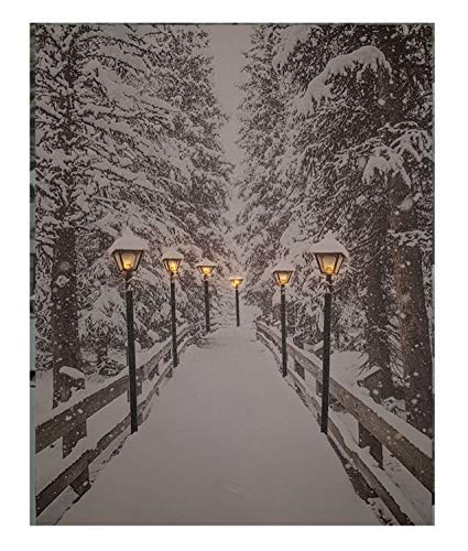 Spetebo LED Wandbild 50x40 cm - Winterlandschaft mit 6 LED´s - Leinwand beleuchtet Leucht Bild von Spetebo