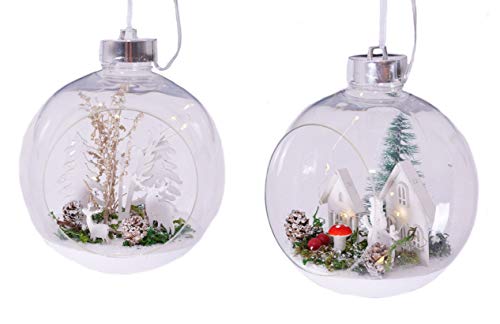 Spetebo LED Weihnachts Kugel 15 cm mit Schnee Dekoration - 2er Set - Fenster Deko Weihnachten beleuchtet von Spetebo