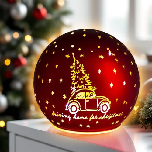 LED Weihnachtskugel zum Stellen in matt rot mit Timer - 12 cm - Glaskugel warm weiß beleuchtet Batterie betrieben - Weihnachten Advent Tisch Aufsteller Deko Kugel Stimmungslicht LED Weihnachtskugel zum Stellen in matt rot mit Timer - 12 cm - Glaskugel warm weiß beleuchtet Batterie betrieben - Weihnachten Advent Tisch Aufsteller Deko Kugel Stimmungslicht von Spetebo