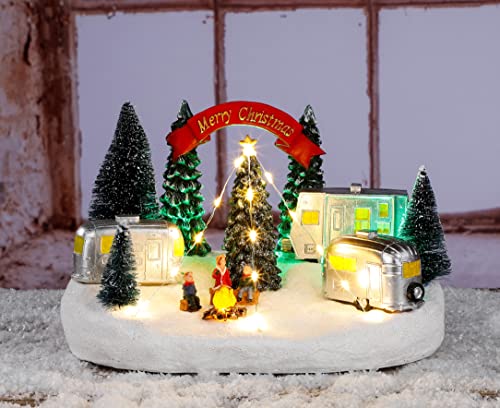 LED Weihnachtsstadt Szene Merry Christmas - 26 cm - Weihnachtsdeko mit warm weißen LED beleuchtet Batterie betrieben - Weihnachtsdorf Tischdeko Fensterdeko von Spetebo