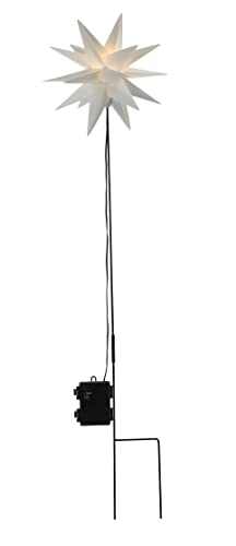 LED Weihnachtsstern 25 cm mit Timer - Weiß - Stern Gartenstecker beleuchtet - Außen Weihnachts Winter Deko von Spetebo