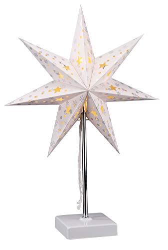 Spetebo LED Weihnachtsstern Tischlampe - 47 x 35 cm - Sternenleuchte mit 8 warm weißen LED - Fenster Deko Stern Lampe Tischleuchte Batterie betrieben von Spetebo