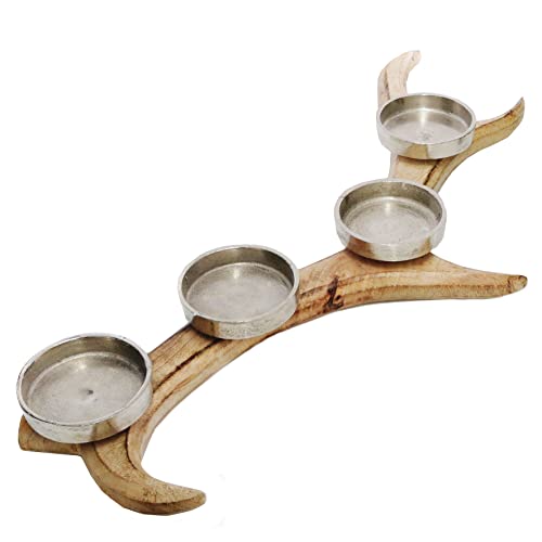 Mango Advents Kerzenhalter GEWEIH - 56 cm - Holz Kerzenständer mit Aluminiumhalter - Weihnachten Winter Deko Kerzen Leuchter Halter Ständer Mango Advents Kerzenhalter GEWEIH - 56 cm - Holz Kerzenständer mit Aluminiumhalter - Weihnachten Winter Deko Kerzen Leuchter Halter Ständer von Spetebo