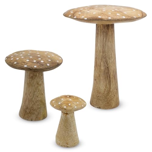Mangoholz Deko Pilz 3er Set zum Hinstellen - 16cm | 10cm | 8cm - Holz Fliegenpilz Figur zur Herbst Dekoration - Holzpilz Dekopilz Tischdeko Aufsteller Holzdeko Dekofigur für Herbst Weihnachten Mangoholz Deko Pilz 3er Set zum Hinstellen - 16cm | 10cm | 8cm - Holz Fliegenpilz Figur zur Herbst Dekoration - Holzpilz Dekopilz Tischdeko Aufsteller Holzdeko Dekofigur für Herbst Weihnachten von Spetebo