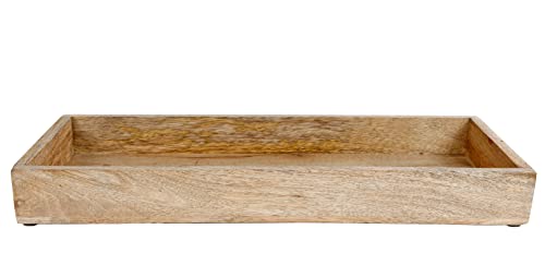 Mangoholz Kerzentablett eckig - ca. 39 x 14 cm - Deko Holztablett mit Rand - Holz Obst Schale Servier Brett Kerzen Tablett Adventskranz Weihnachten von Spetebo