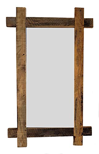 Massiv Holz Wandspiegel rustikal - 90x55 cm - Garderobenspiegel Flurspiegel Spiegel Badspiegel von Spetebo
