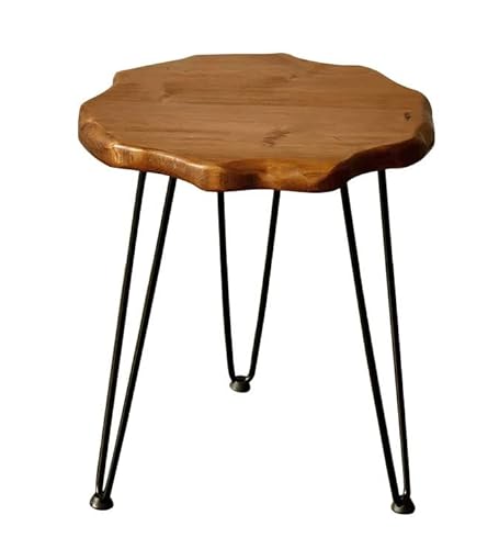 Spetebo Massivholz Beistelltisch aus Kiefernholz 45 cm - rund - Holz Tisch mit natürlichen Tischkanten - Sofatisch Couchtisch Nachttisch Dekotisch Blumentisch massiv handgefertigt von Spetebo