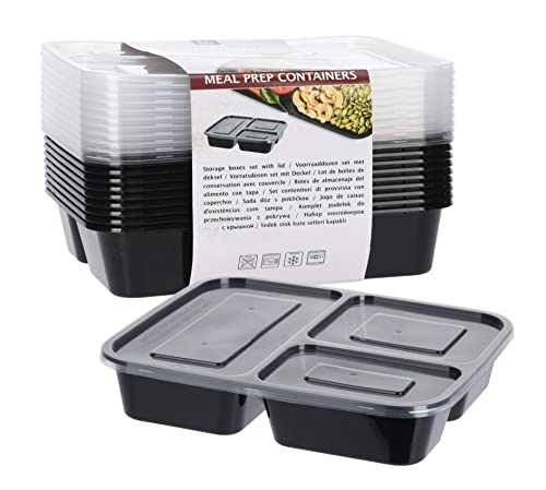 Spetebo Meal Prep Container mit Deckel - 10er Set - wiederverwendbare Lunch Box mit 3 Fächern - Vorratsdose Essensbox mikrowellengeeignet gefriergeeignet spülmaschinenfest Mehrwegverpackung von Spetebo