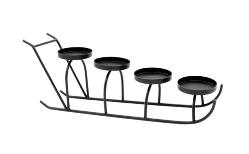 Metall Advents Kerzenständer in Schlittenform schwarz - 44 cm - Kerzen Halter für 4 Stumpenkerzen - Adventskranz Weihnachten Winter Tisch Dekoration von Spetebo