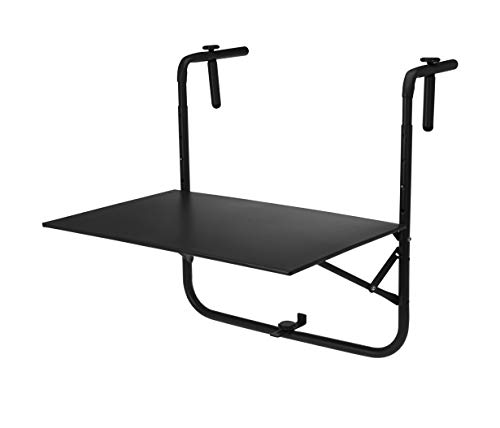 Spetebo Metall Balkon Hängetisch schwarz - 60x43 cm - Klapptisch Tisch höhenverstellbar von Spetebo