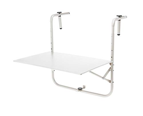 Spetebo Metall Balkon Hängetisch weiß - 60x43 cm - Klapptisch Tisch höhenverstellbar von Spetebo