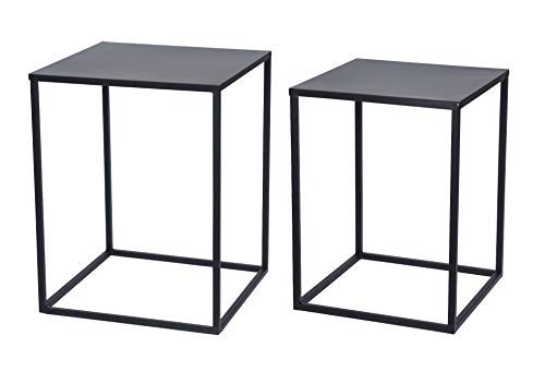 Metall Beistelltisch 2er Set schwarz - Couchtisch Sofatisch Wohnzimmer Tisch von Spetebo