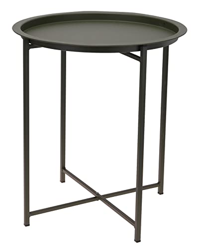 Metall Beistelltisch klappbar 48 x 41 cm - grün - Couchtisch mit abnehmbaren Tablett - Sofatisch Dekotisch Blumentisch faltbar von Spetebo