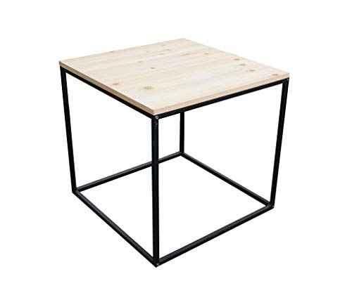 Spetebo Metall Beistelltisch mit Holz Tischplatte - 45x45x42 cm - Couchtisch Sofatisch Tisch von Spetebo