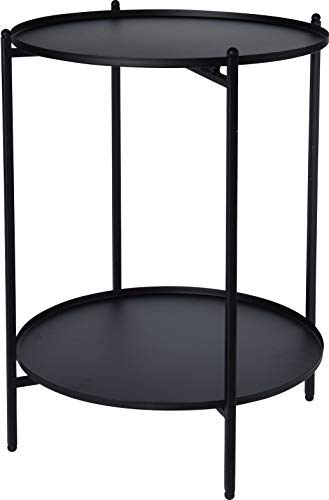 Spetebo Metall Beistelltisch schwarz 50x35 cm - 2 Ablagen/klappbar - Couchtisch Sofatisch Tisch von Spetebo