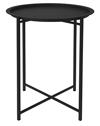 Metall Beistelltisch klappbar 48 x 41 cm - schwarz - Couchtisch mit abnehmbaren Tablett - Sofatisch Dekotisch Blumentisch faltbar von Spetebo