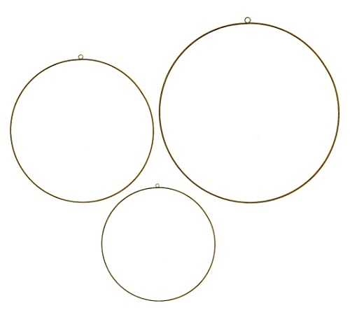 Spetebo Metall Deko Ringe 3er Set Gold - 50/40 / 30 cm - Eisenringe zum Aufhängen - Hoop Blumen Wand Hänge Kranz Weihnachten Hochzeit Geburtstag Dekoration von Spetebo