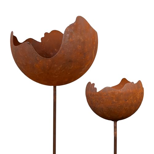 Metall Gartenstecker Rost Feuerball 2er Set - 92/70 cm - Naturrost Windlicht mit Erdspieß - Garten Deko Kerzen Halter Feuerkugel Metall Gartenstecker Rost Feuerball 2er Set - 92/70 cm - Naturrost Windlicht mit Erdspieß - Garten Deko Kerzen Halter Feuerkugel von Spetebo
