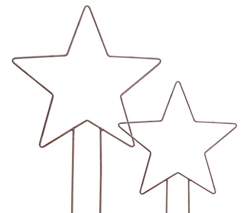 Metall Gartenstecker Rost Stern 2er Set - 81/63 cm - Weihnachts Gartendeko mit Erdspieß - Balkon Terrasse Garten Deko Weihnachten Advent Winter Herbst von Spetebo