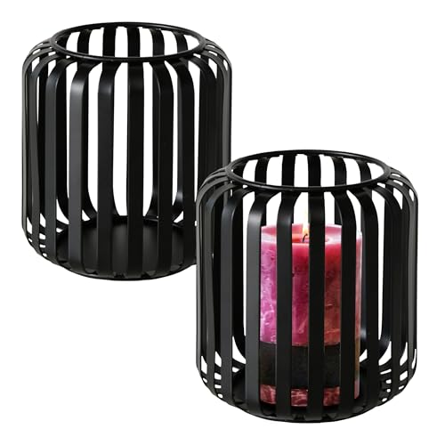 Metall Gitter Windlicht schwarz 12 x 10 cm - 2er Set - Eleganter Kerzenhalter rund - Tisch Deko Laterne Kerzenständer Zimmerlaterne Kerzenleuchter Halter für Stumpenkerze Teelicht Metall Gitter Windlicht schwarz 12 x 10 cm - 2er Set - Eleganter Kerzenhalter rund - Tisch Deko Laterne Kerzenständer Zimmerlaterne Kerzenleuchter Halter für Stumpenkerze Teelicht von Spetebo
