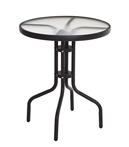 Spetebo Metall Glastisch rund - 70x60 cm - Bistrotisch mit Glasplatte - Gartentisch Balkontisch Terrassentisch Tisch schwarz von Spetebo