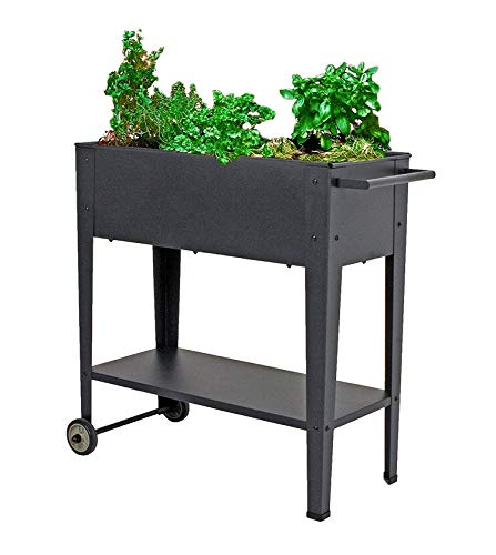Metall Hochbeet fahrbar 75x35x80 cm - Mobiler Pflanzkasten mit Ablage und Rollen - Fahrbares Garten Pflanzbeet Gemüse Beet Kräuterbeet von Spetebo
