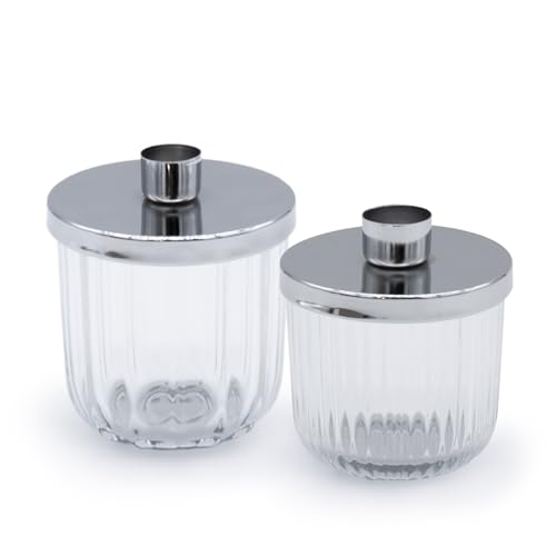Metall Kerzenhalter mit Deko Glas - 2er Set - Kerzenständer in Silber für Stabkerzen - Tafel Kerzen Ständer Halter silberfarben Metall Kerzenhalter mit Deko Glas - 2er Set - Kerzenständer in Silber für Stabkerzen - Tafel Kerzen Ständer Halter silberfarben von Spetebo