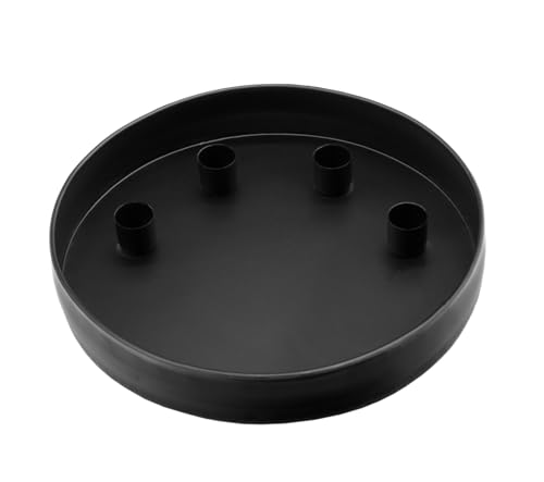 Metall Kerzentablett für 4 Stabkerzen - 26 cm - Kerzenständer rund in schwarz - Kerzenhalter für Tafelkerzen Adventsleuchter Deko Kerzen Tablett von Spetebo