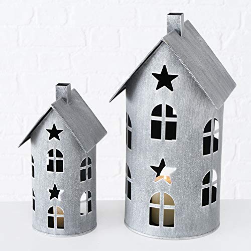 Metall Laterne im 2er Set - Höhe der Laternen: 40/28 cm - Deko Windlicht Haus Kerzenhalter für Innen und Außen von Spetebo