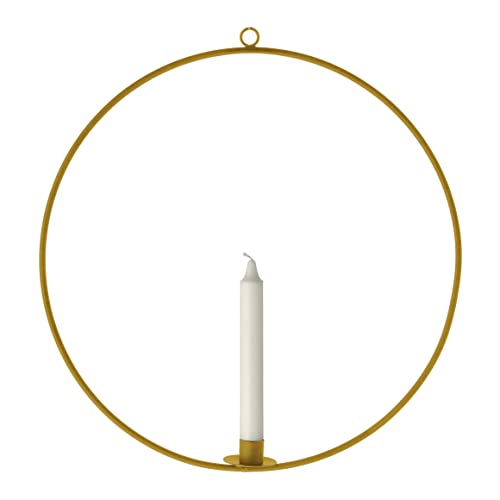 Metall Stabkerzen Halter Ring 40 cm - Gold - Tafelkerzen Ständer rund zum Hängen - Deko Kerzen Halter Leuchter Hoop groß zum Aufhängen Weihnachten Advent Winter von Spetebo