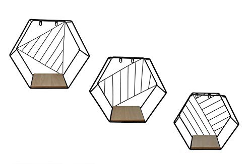Metall Wandregal Hexagon im 3er Set - Sechseck Regale in 3 unterschiedlichen Größen - Design Hängeregal Bad Regal Küchenregal von Spetebo
